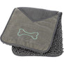 Serviette avec pochettes p. les mains, microfibre, 78 × 32 cm, gris