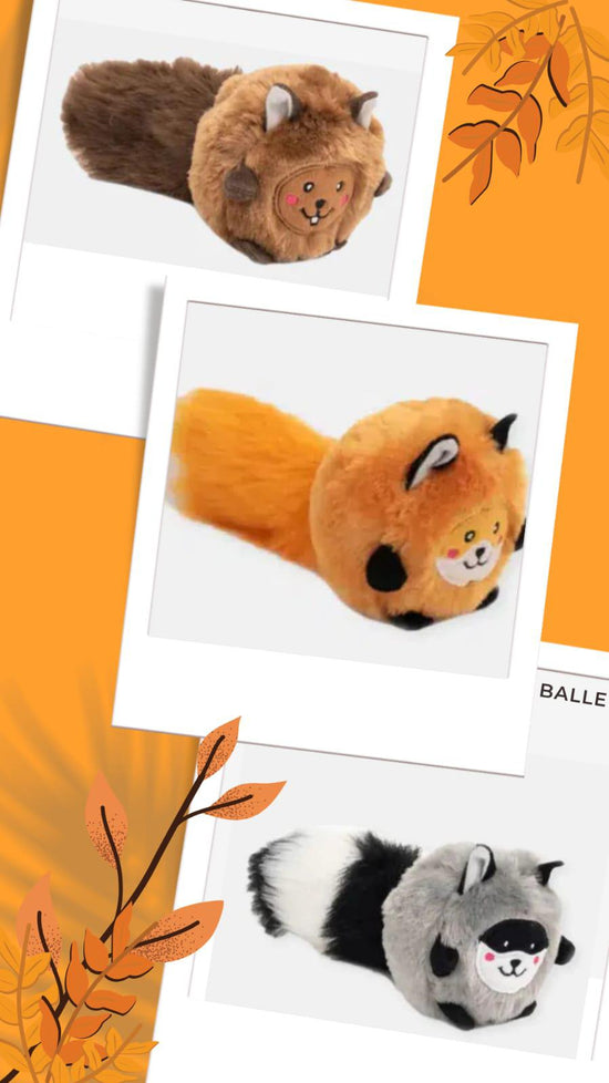 Jouet en peluche écureuil/ raton laveur forme balle