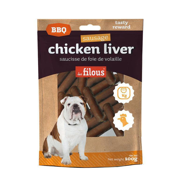 Saucisses de foie de volaille pour chien 100g